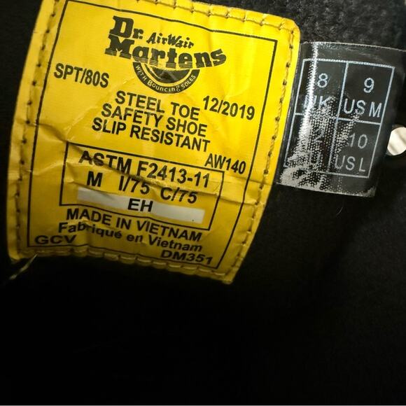 Dr. Martens Steel Toe Brown Leather Work Boots Men’s 9 Women’s 10 - Picture 3 of 8